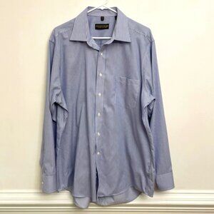 Donald J Trump Signature Collection Shirt Men's 17 (34-35) Blue White Stripe